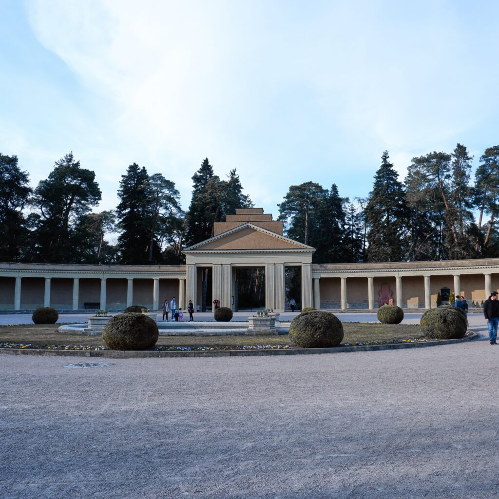 Stunning image of neoclassical architecture in a serene setting, Darmstadt, Germany.
